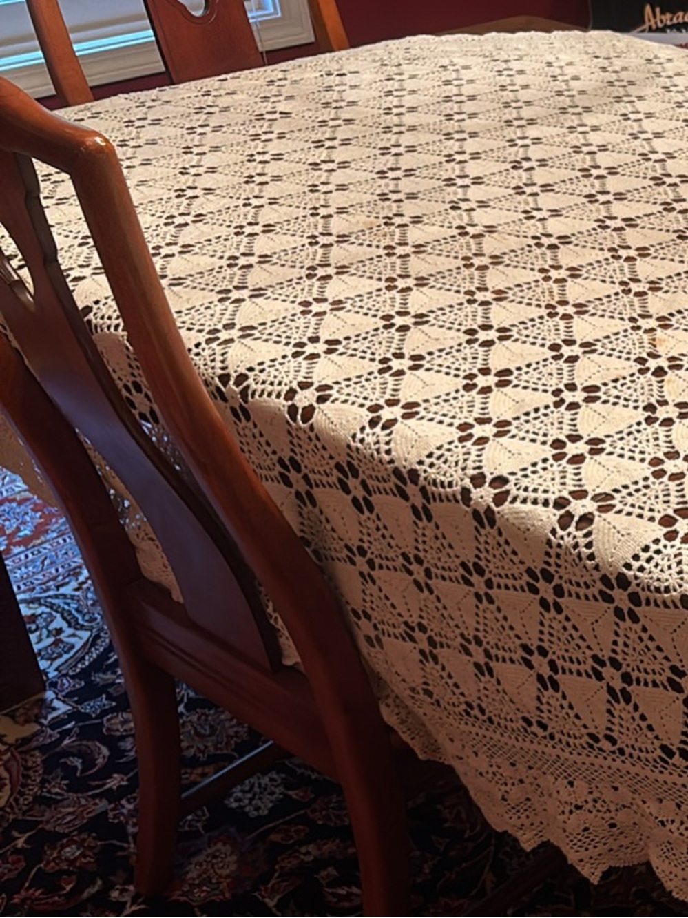 Cream Crochet Lace Tablecloth - Unbranded Classic Home Dining Accent